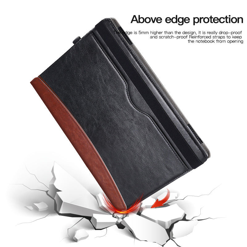 for Microsoft Surface Laptop 1 / 2 / 3 / 4 13.5-inch PU Leather Case Magnetic Closure Carrying Bag Anti-Scratch Portable Laptop Protector with Pen Holder - Black  /  Grey