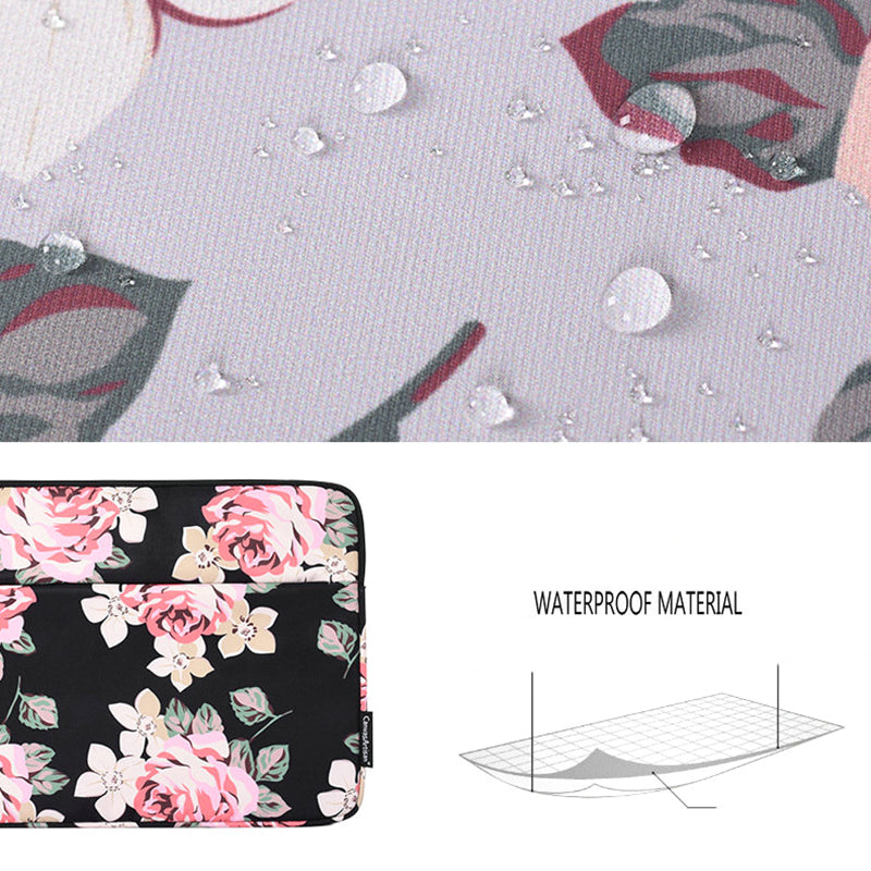 Rose Pattern Printed Anti-Drop Sleeve Bag for 11-inch Laptops Portable Carrying Case Shockproof Storage Bag with Outer Pouch - Grey