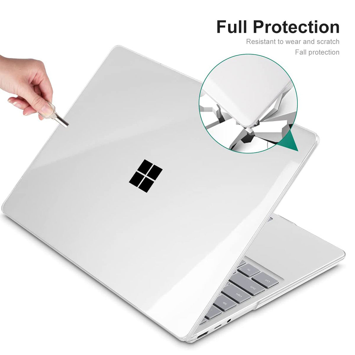 PC Laptop Case for Microsoft Surface Laptop 3 / 4 / 5 13.5 (1769 / 1868 / 1958 / 1950) Anti-drop Notebook Cover Metal Keyboard Version - Black