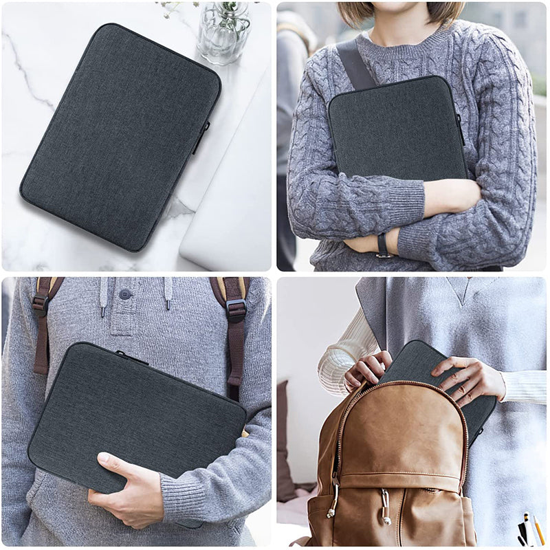 Uniqkart 12-Inch Laptop Storage Bag Carrying Pouch Anti-Scratch Notebook Computer Protection Sleeve - Dark Grey