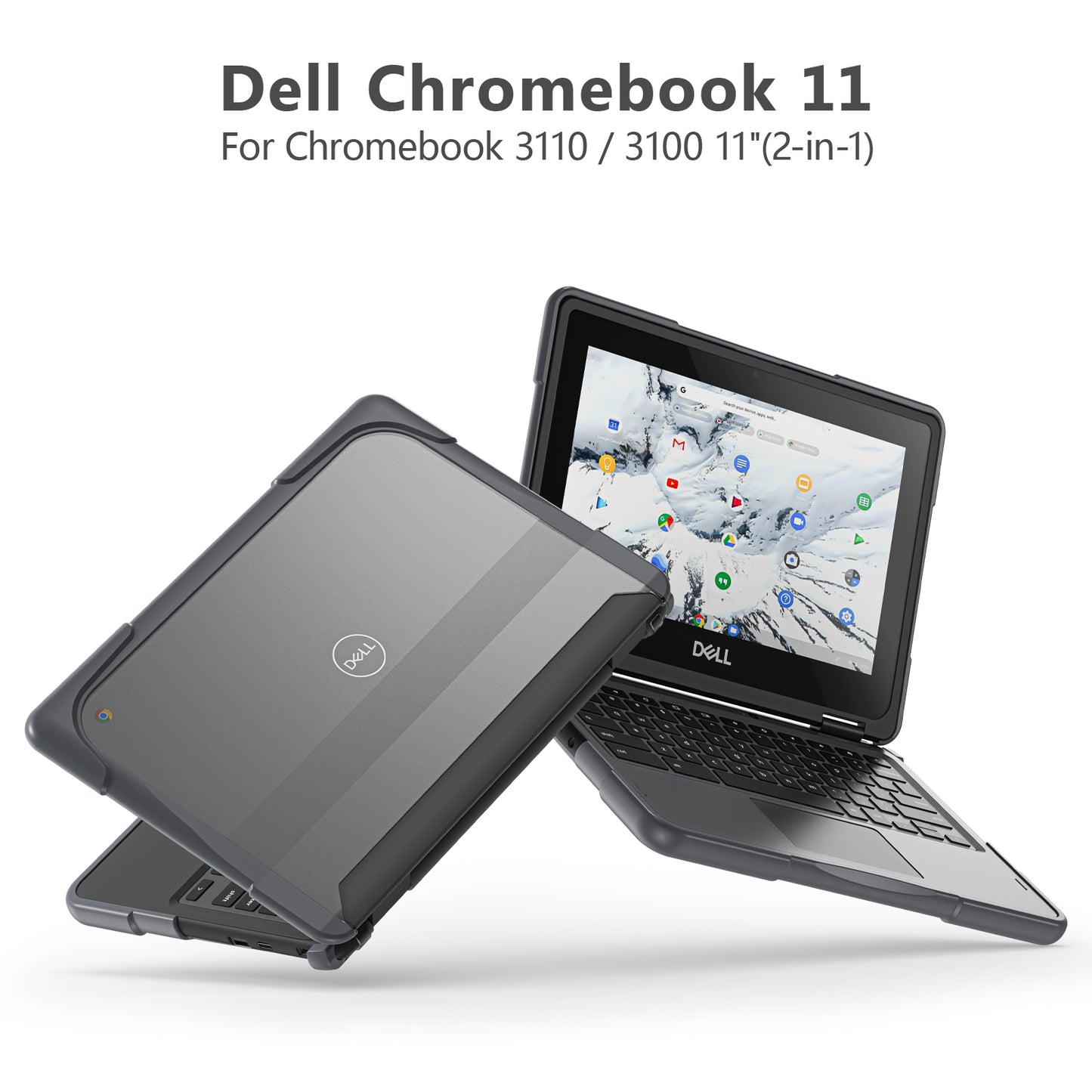 For Dell Chromebook 11.6-Inch 3100 / 3110 PC+TPU Laptop Case Anti-scratch Notebook Computer Upper+Lower Cover
