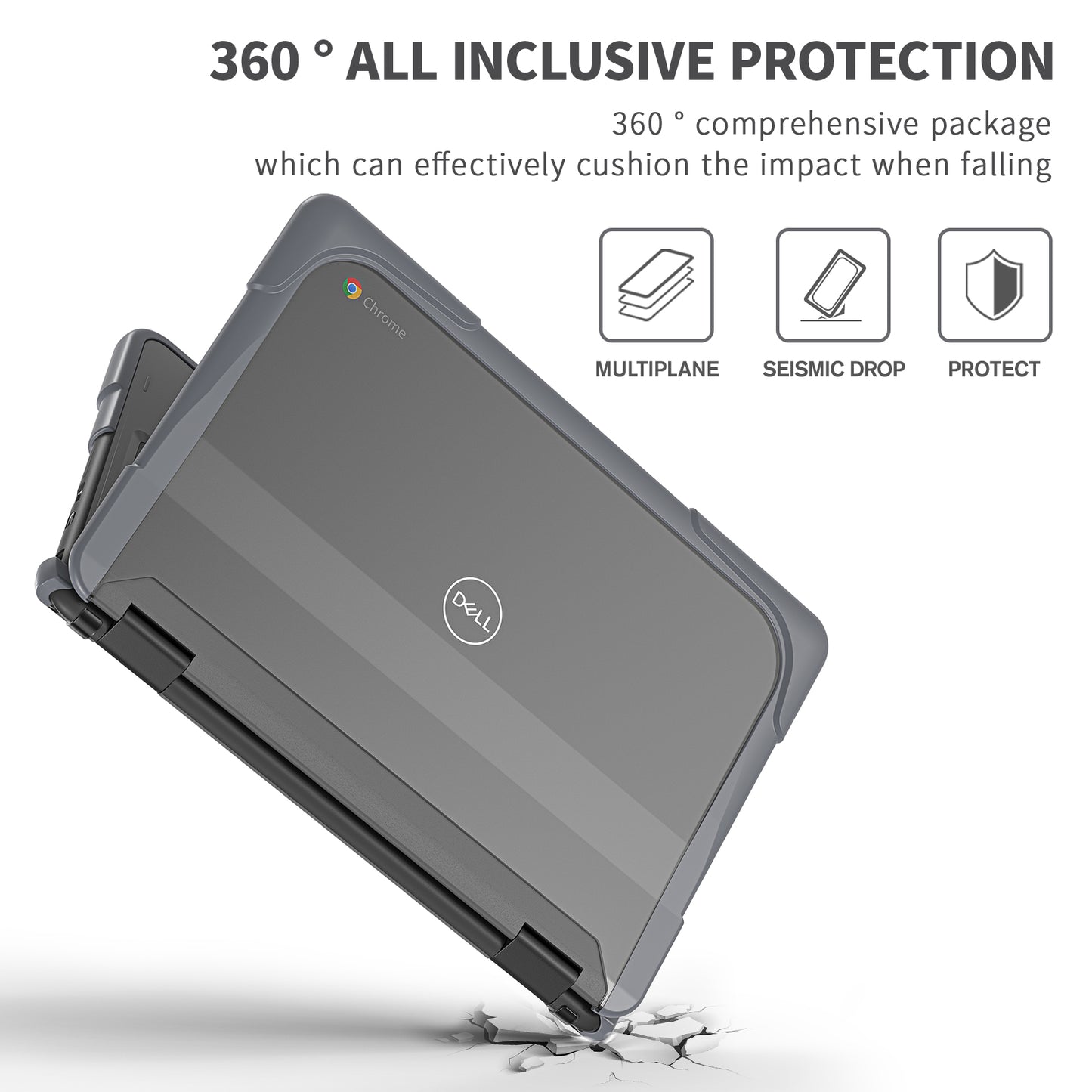 For Dell Chromebook 11.6-Inch 3100 / 3110 PC+TPU Laptop Case Anti-scratch Notebook Computer Upper+Lower Cover