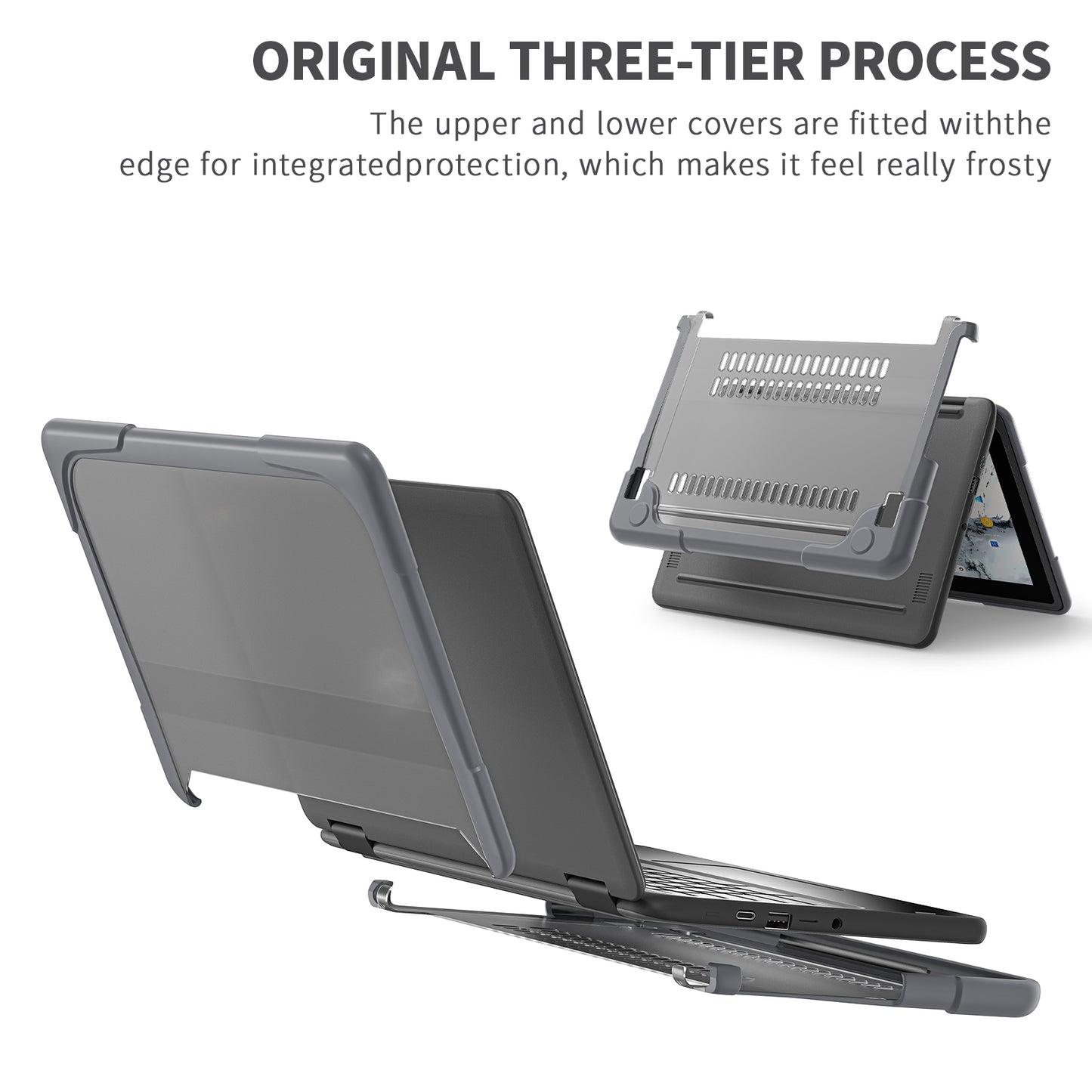 For Dell Chromebook 11.6-Inch 3100 / 3110 PC+TPU Laptop Case Anti-scratch Notebook Computer Upper+Lower Cover