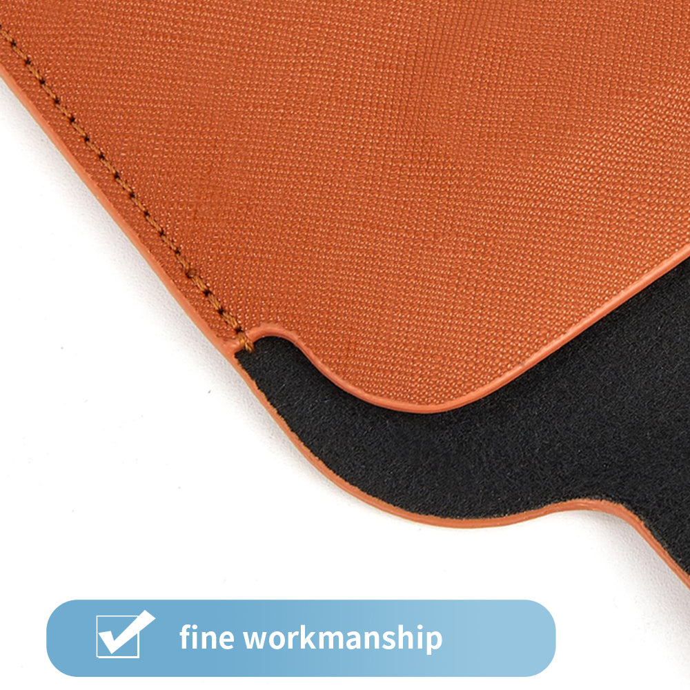 ZGA 14-Inch Laptop Case Carrying Pouch Notebook Computer Sleeve PU Leather Storage Bag Mouse Pad - Brown