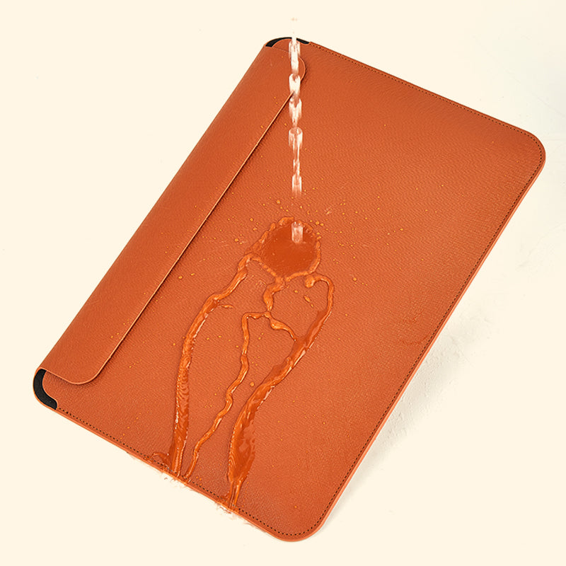 ZGA 14-Inch Laptop Case Carrying Pouch Notebook Computer Sleeve PU Leather Storage Bag Mouse Pad - Brown