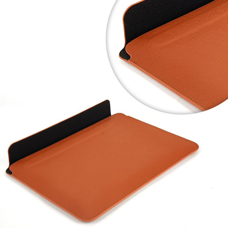 ZGA 14-Inch Laptop Case Carrying Pouch Notebook Computer Sleeve PU Leather Storage Bag Mouse Pad - Brown