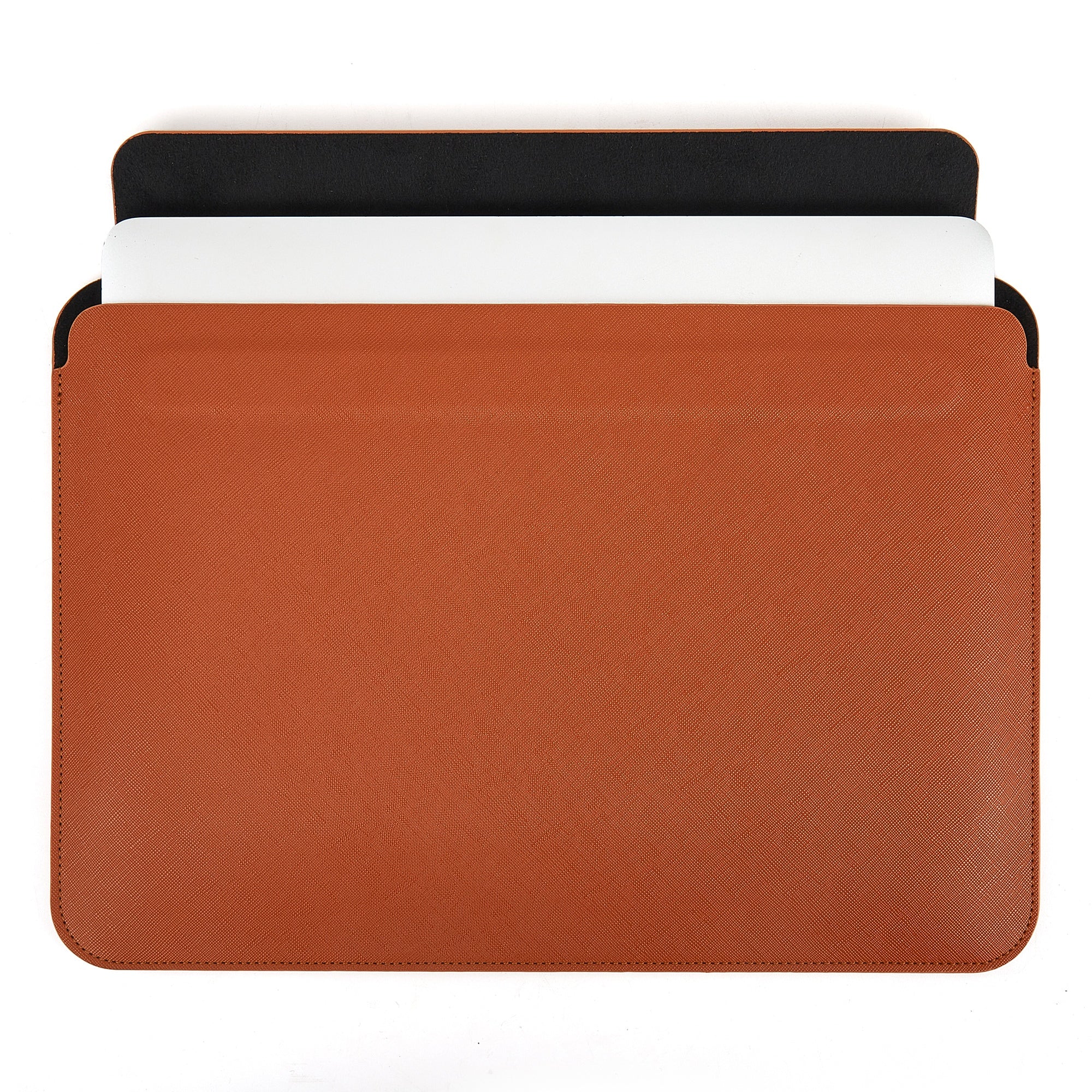 ZGA 14-Inch Laptop Case Carrying Pouch Notebook Computer Sleeve PU Leather Storage Bag Mouse Pad - Brown