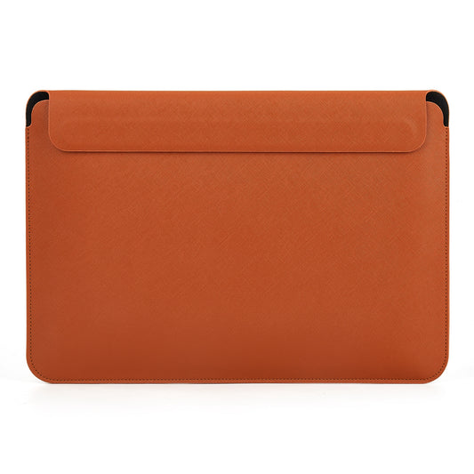 ZGA 16-Inch Notebook Computer Carrying Pouch Ultra-Thin Laptop Sleeve PU Leather Storage Bag Mouse Pad - Brown