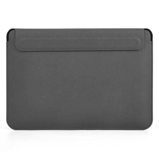 ZGA 16-Inch Notebook Computer Carrying Pouch Ultra-Thin Laptop Sleeve PU Leather Storage Bag Mouse Pad - Grey