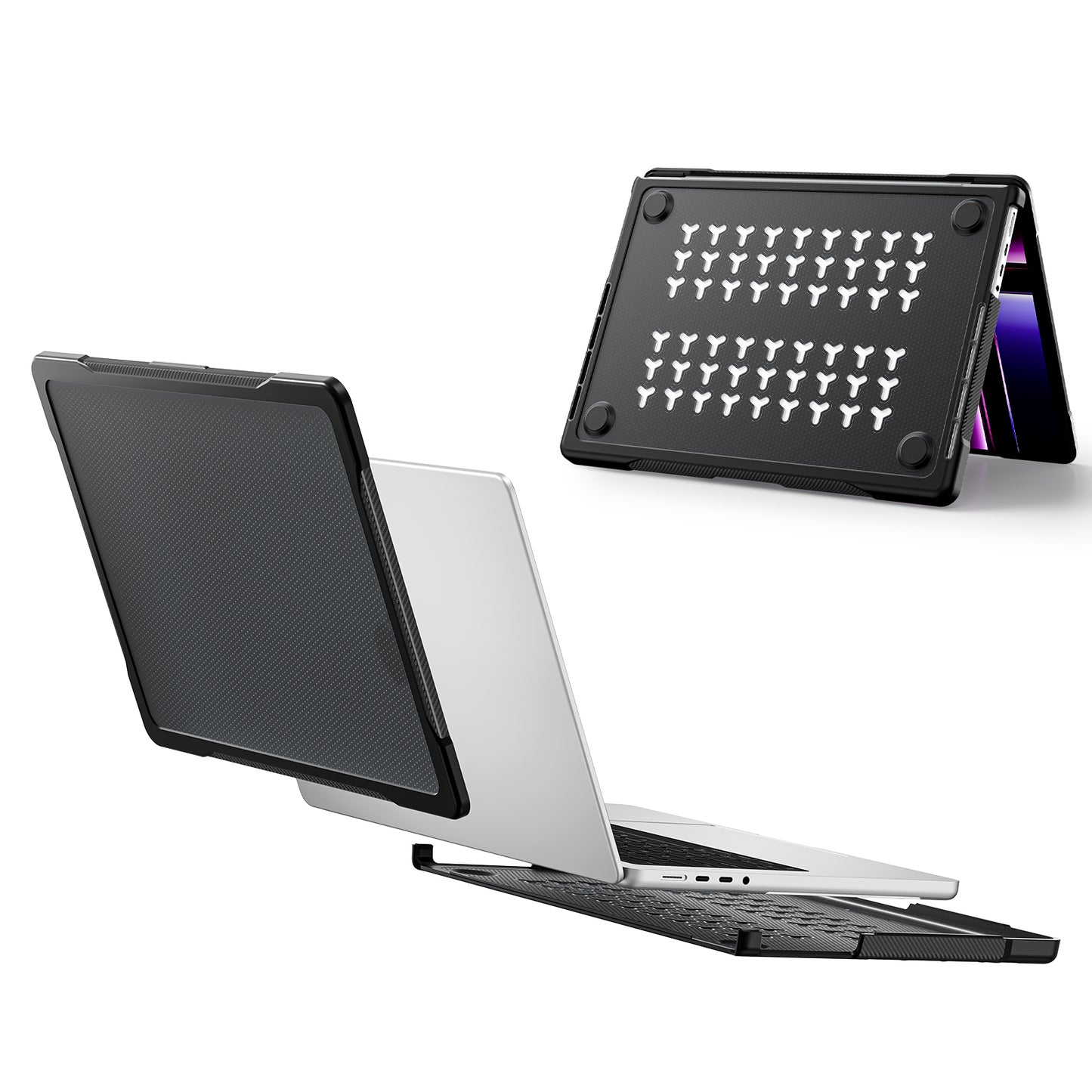 Sailor Series Shockproof Case for MacBook Pro 14 inch (2021) A2442 / (2023) A2779 Anti-Drop Laptop Case - Transparent Black