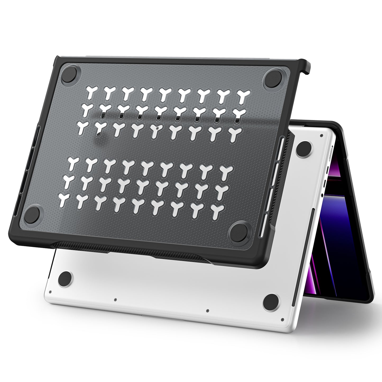 Sailor Series Shockproof Case for MacBook Pro 14 inch (2021) A2442 / (2023) A2779 Anti-Drop Laptop Case - Transparent Black