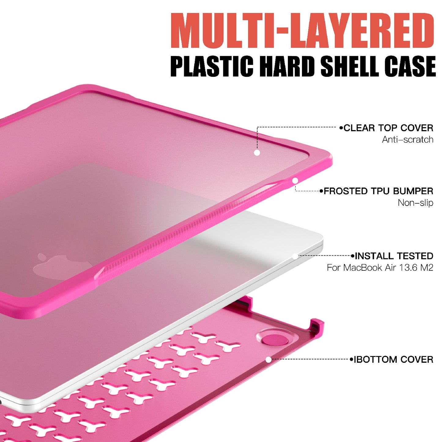 for MacBook Pro 13 inch (2016) A1706 A1708 / (2018) A1989 / (2019) A2159 / (2020) A2289 A2251 A2338 (M1 / M2) Sailor Series Laptop Case PC+TPU Cover - Rose