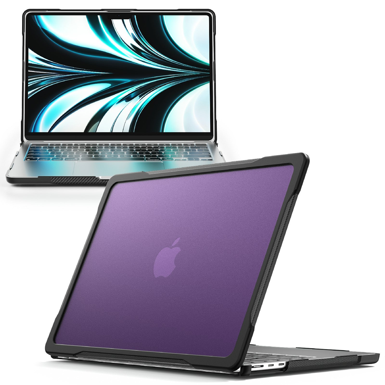 for MacBook Pro 13 inch (2016) A1706 A1708 / (2018) A1989 / (2019) A2159 / (2020) A2289 A2251 A2338 (M1 / M2) Sailor Series Laptop Case PC+TPU Cover - Transparent Purple
