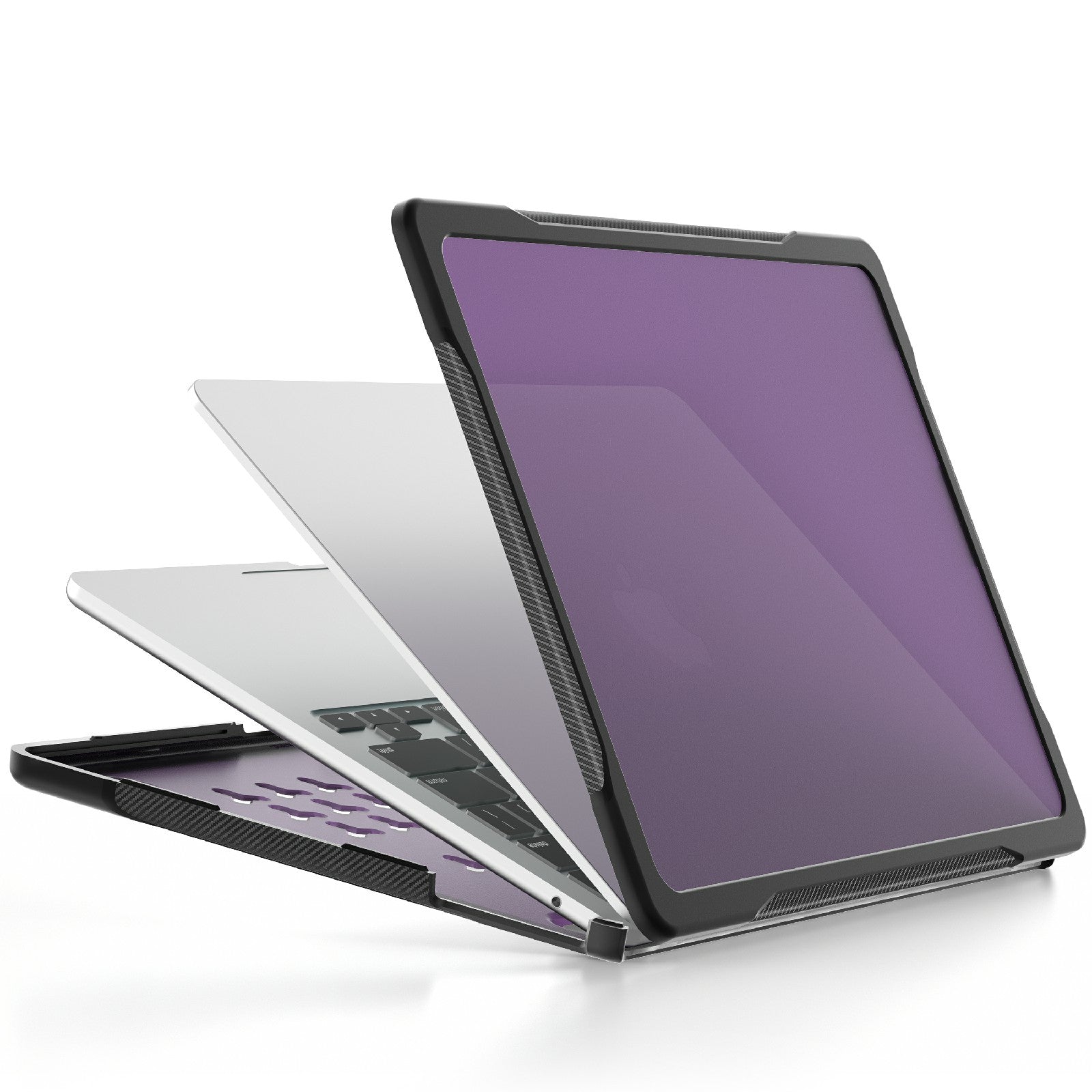 for MacBook Pro 13 inch (2016) A1706 A1708 / (2018) A1989 / (2019) A2159 / (2020) A2289 A2251 A2338 (M1 / M2) Sailor Series Laptop Case PC+TPU Cover - Transparent Purple