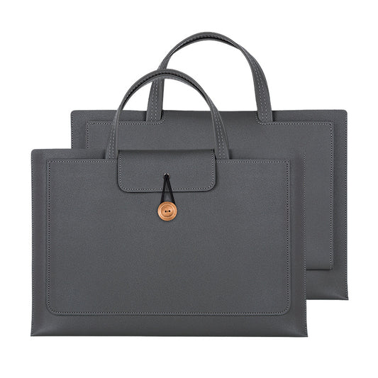 15.4 / 16 Inch Laptop Bag Handbag Splash-Repellent PU Leather Surface Protection Sleeve Notebook Computer Pouch - Grey