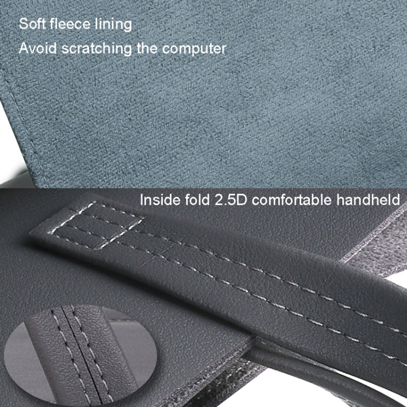 15.4 / 16 Inch Laptop Bag Handbag Splash-Repellent PU Leather Surface Protection Sleeve Notebook Computer Pouch - Black