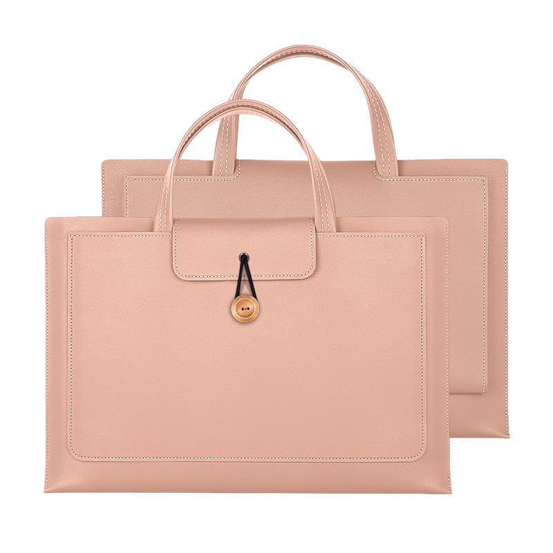 15.4 / 16 Inch Laptop Bag Handbag Splash-Repellent PU Leather Surface Protection Sleeve Notebook Computer Pouch - Rose Pink