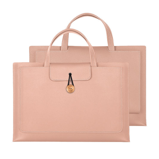 15.4 / 16 Inch Laptop Bag Handbag Splash-Repellent PU Leather Surface Protection Sleeve Notebook Computer Pouch - Rose Pink