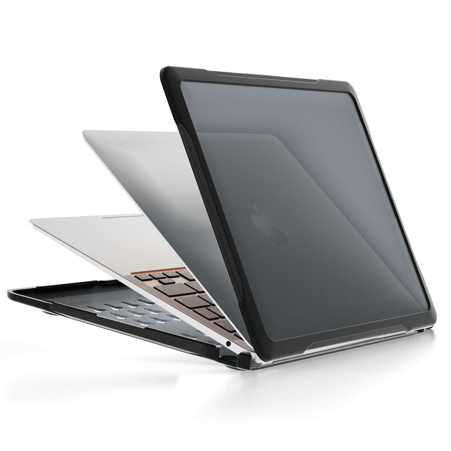 For MacBook Air 13 inch (2018) A1932  /  (2020) A2337 M1 A2179 Shockproof PC+TPU Cover Anti-Drop Laptop Case - Transparent Black