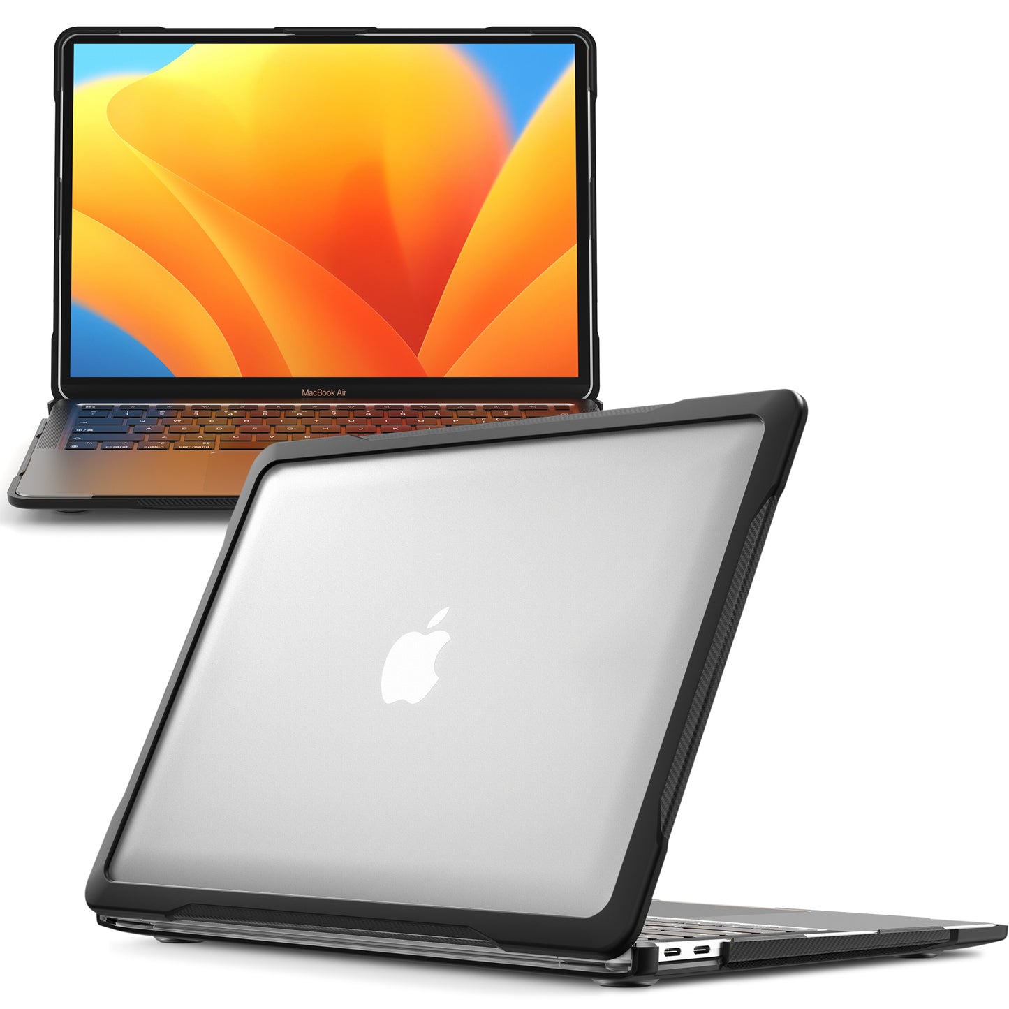 For MacBook Air 13 inch (2018) A1932  /  (2020) A2337 M1 A2179 Shockproof PC+TPU Cover Anti-Drop Laptop Case - Transparent