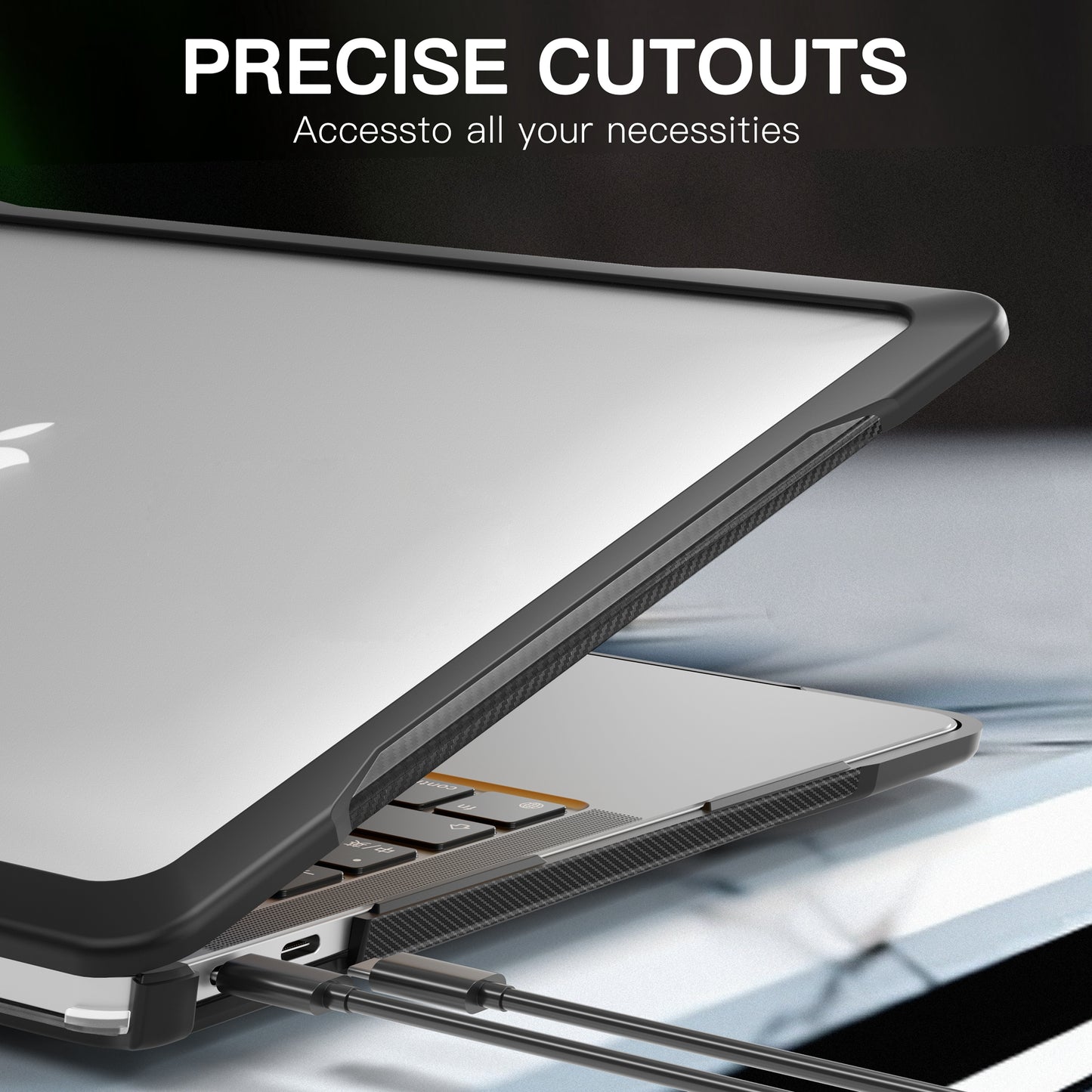 For MacBook Air 13 inch (2018) A1932  /  (2020) A2337 M1 A2179 Shockproof PC+TPU Cover Anti-Drop Laptop Case - Transparent