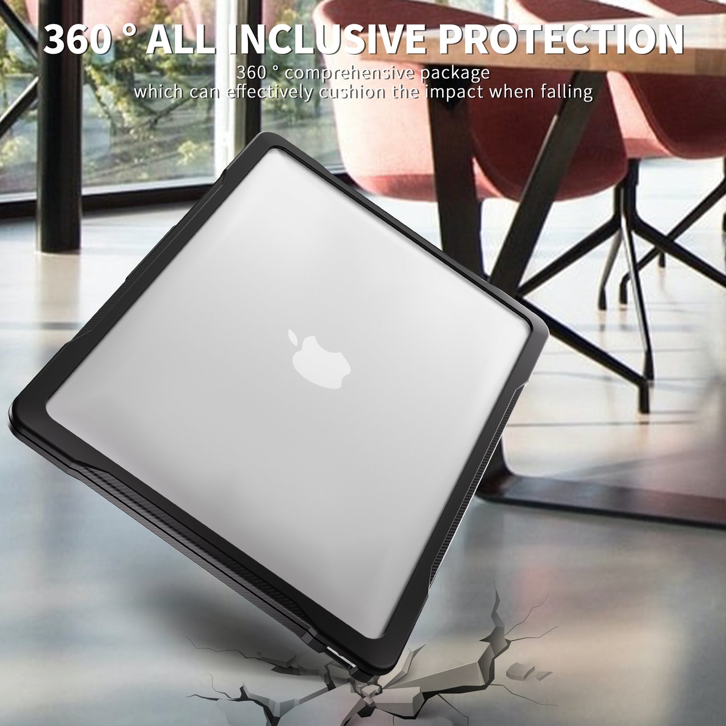 For MacBook Air 13 inch (2018) A1932  /  (2020) A2337 M1 A2179 Shockproof PC+TPU Cover Anti-Drop Laptop Case - Transparent