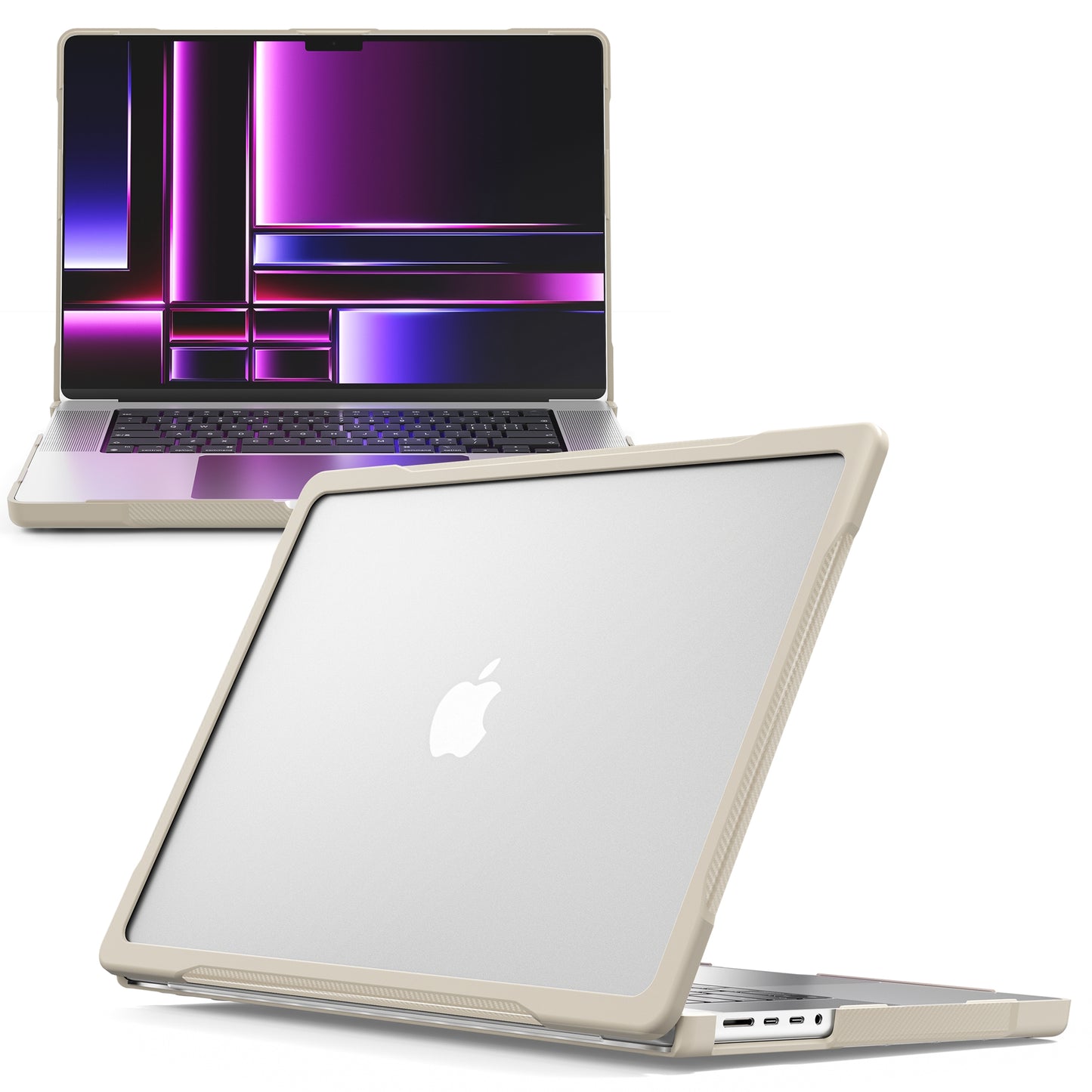 For MacBook Pro 16 inch (2021) A2485 / (2023) A2780 (M1 / M2) PC+TPU Laptop Cover Anti-Drop Shockproof Case - Khaki