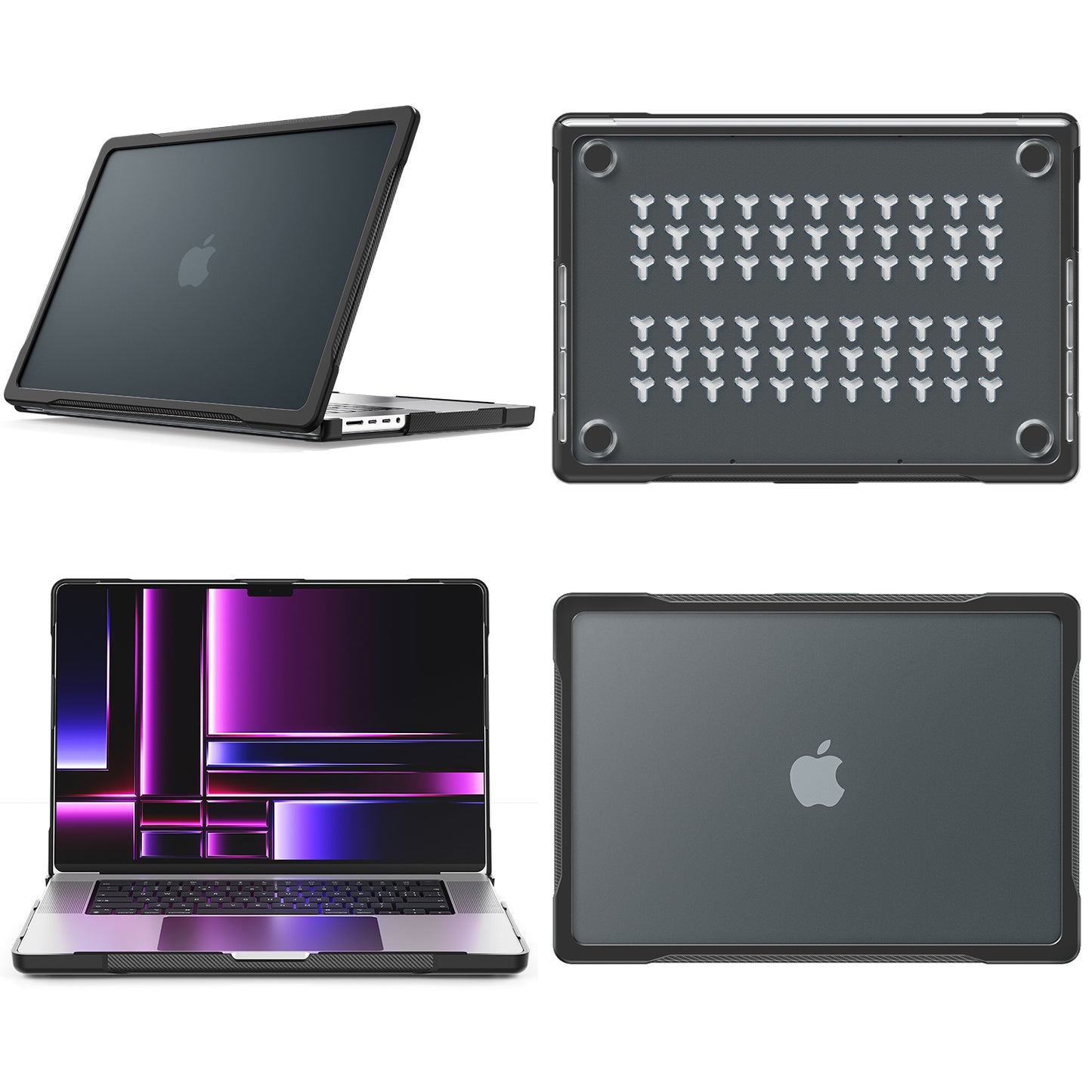 For MacBook Pro 16 inch (2021) A2485 / (2023) A2780 (M1 / M2) PC+TPU Laptop Cover Anti-Drop Shockproof Case - Transparent Black