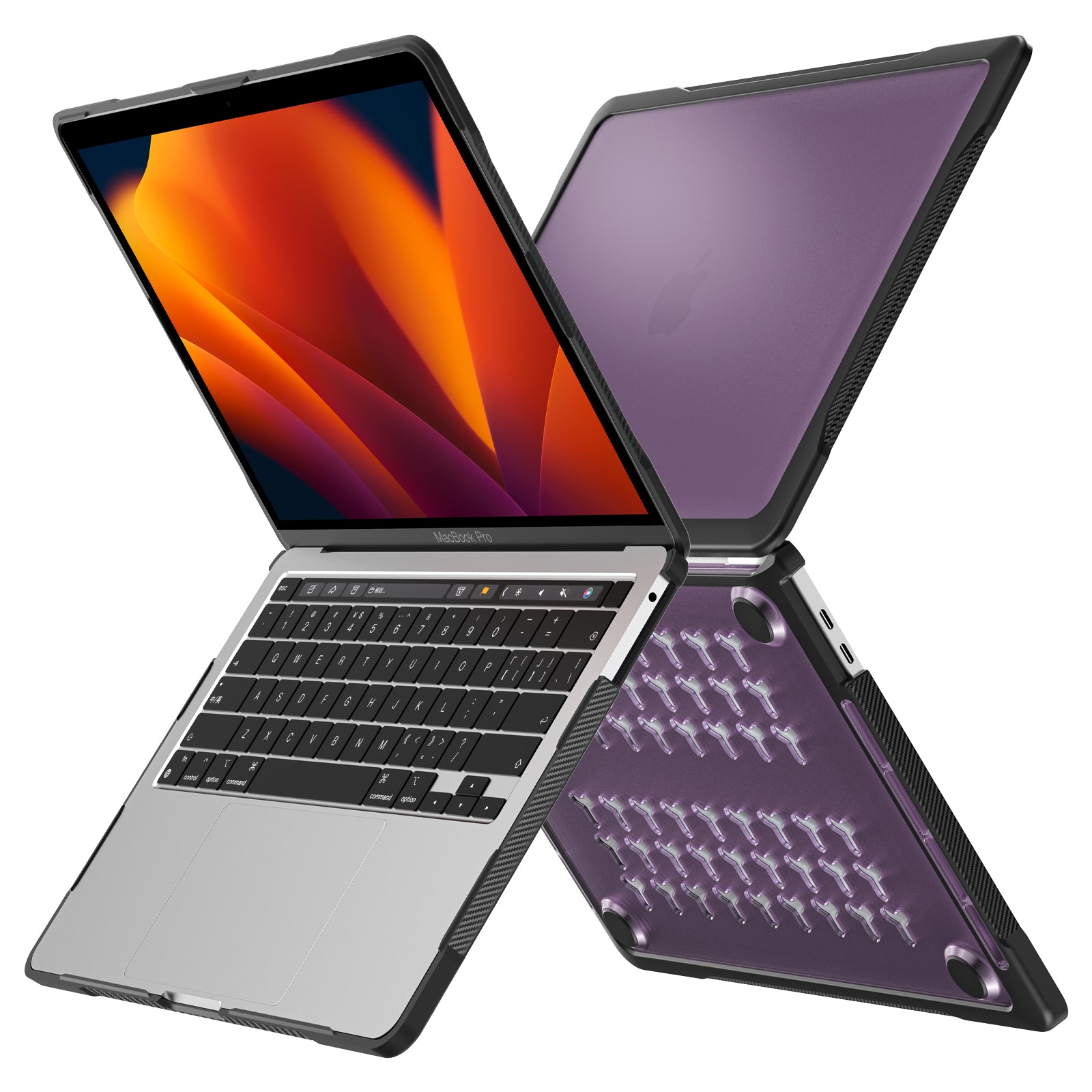 Sailor Series Laptop Case for MacBook Pro 13 inch (2016) A1706 A1708 / (2018) A1989 / (2019) A2159 / (2020) A2251 A2338 (M1 / M2) PC+TPU Shockproof Cover - Transparent Purple