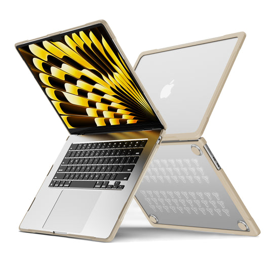 For Macbook Air 15 inch (2023) A2941 Sailor Series Laptop Case PC+TPU Anti-scratch Notebook Cover - Khaki