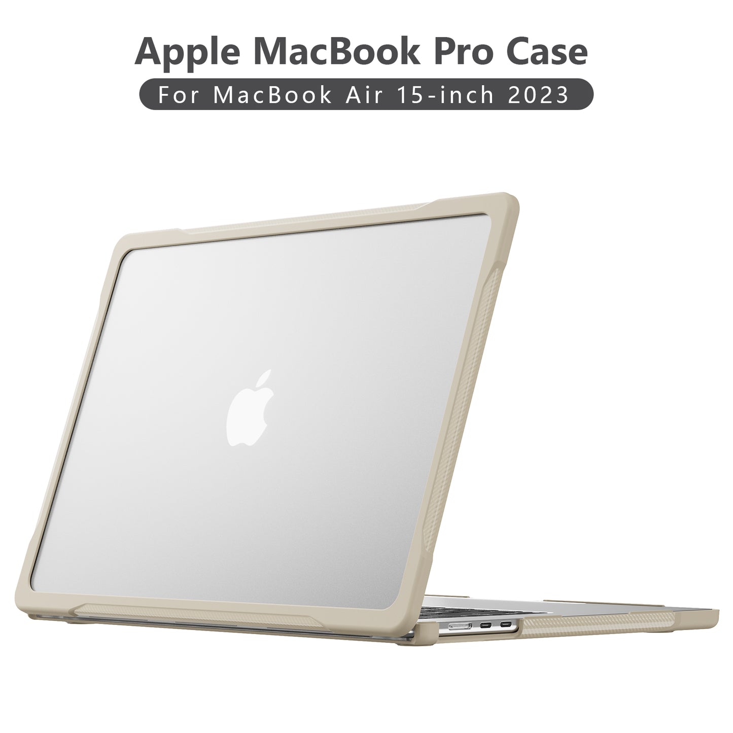 For Macbook Air 15 inch (2023) A2941 Sailor Series Laptop Case PC+TPU Anti-scratch Notebook Cover - Khaki