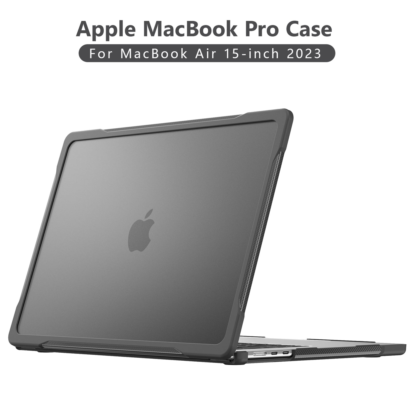 For Macbook Air 15 inch (2023) A2941 Sailor Series Laptop Case PC+TPU Anti-scratch Notebook Cover - Transparent Black