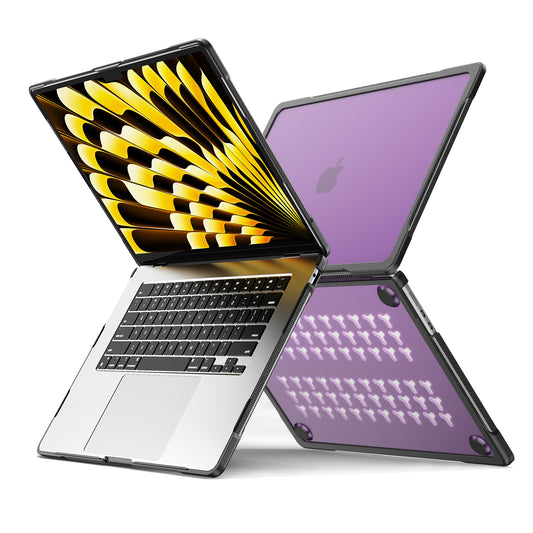 For Macbook Air 15 inch (2023) A2941 Sailor Series Laptop Case PC+TPU Anti-scratch Notebook Cover - Transparent Purple