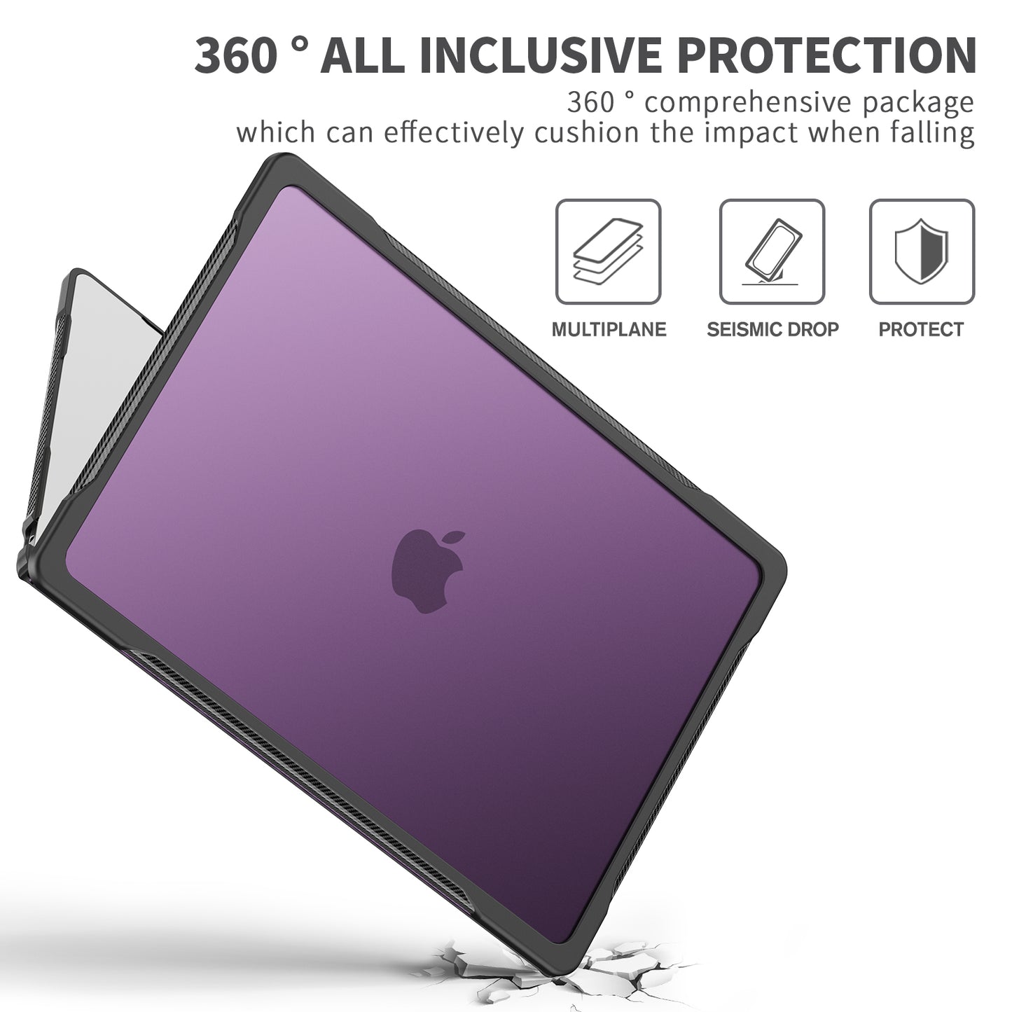 For Macbook Air 15 inch (2023) A2941 Sailor Series Laptop Case PC+TPU Anti-scratch Notebook Cover - Transparent Purple