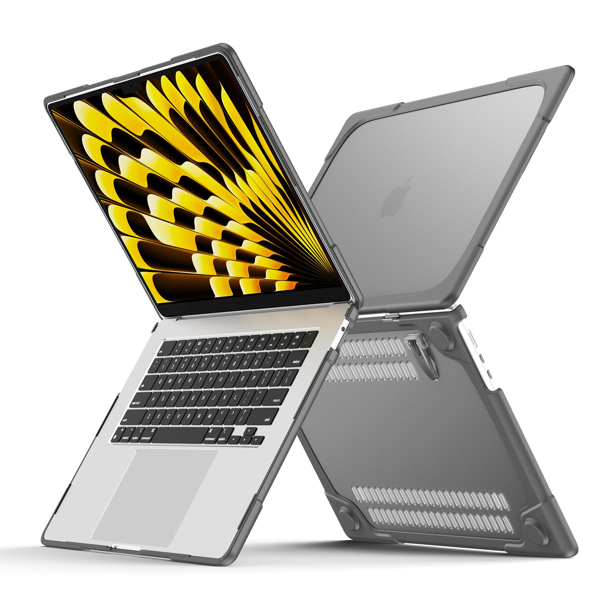Laptop Case for Macbook Air 15 inch (2023) A2941 , Stand Design Notebook Anti-Scratch Hard PC Cover - Grey