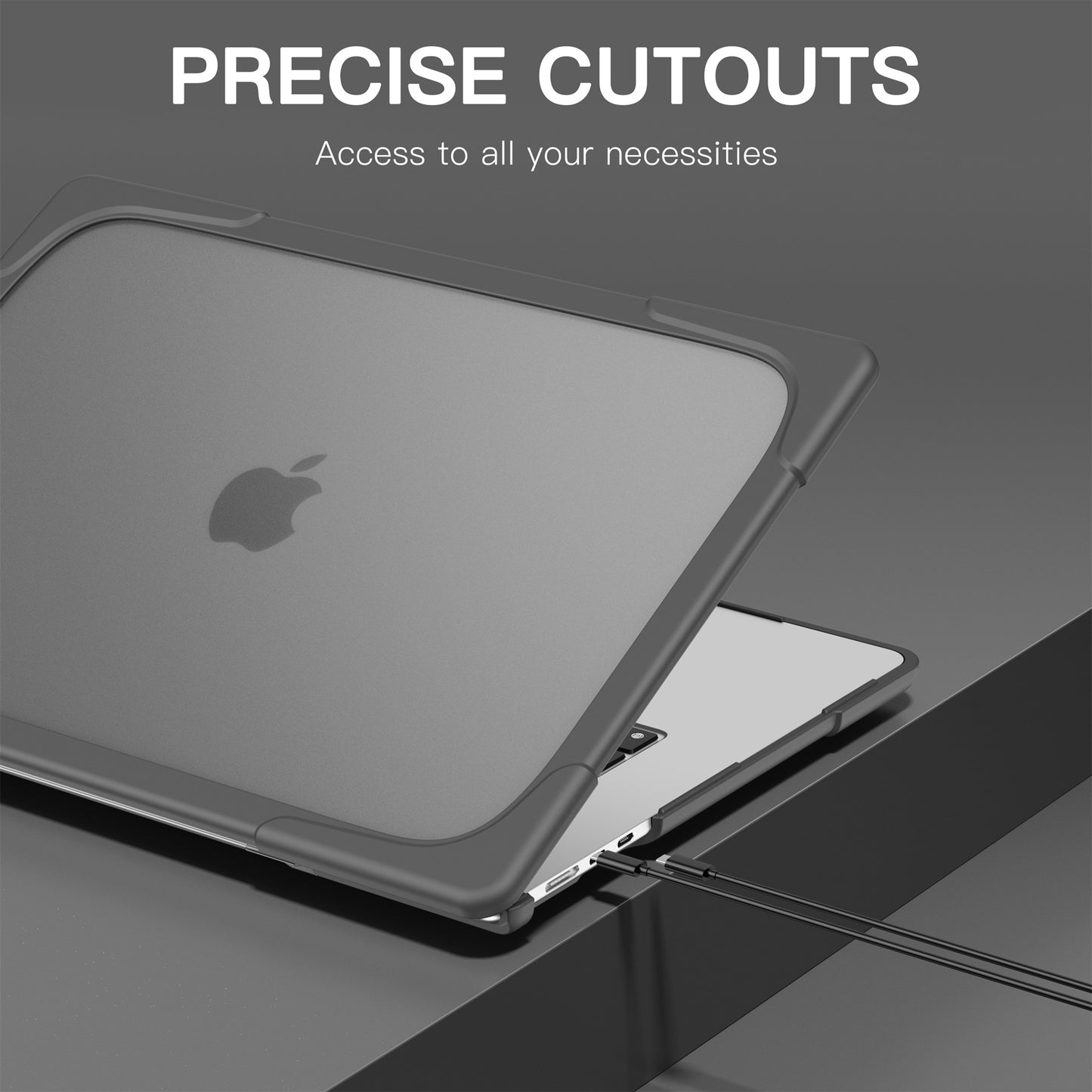 Laptop Case for Macbook Air 15 inch (2023) A2941 , Stand Design Notebook Anti-Scratch Hard PC Cover - Grey