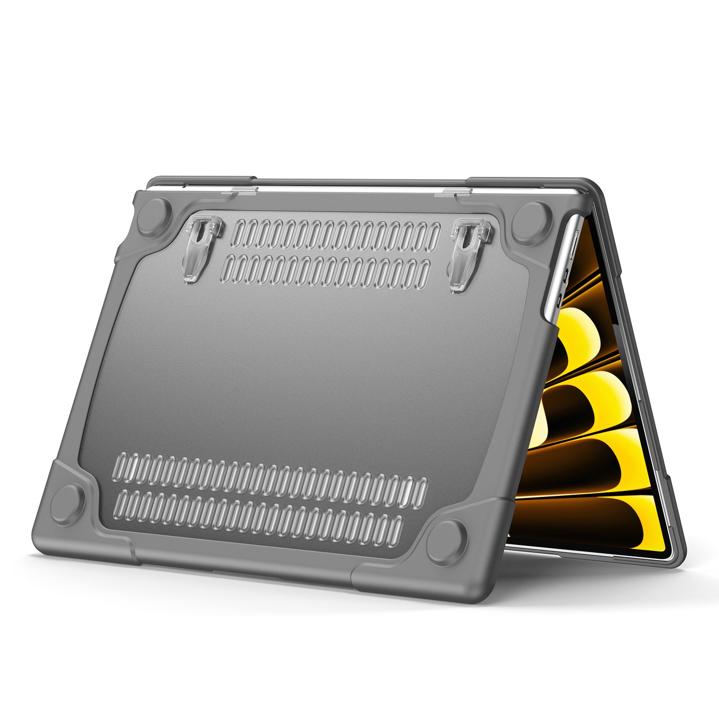 Laptop Case for Macbook Air 15 inch (2023) A2941 , Stand Design Notebook Anti-Scratch Hard PC Cover - Grey