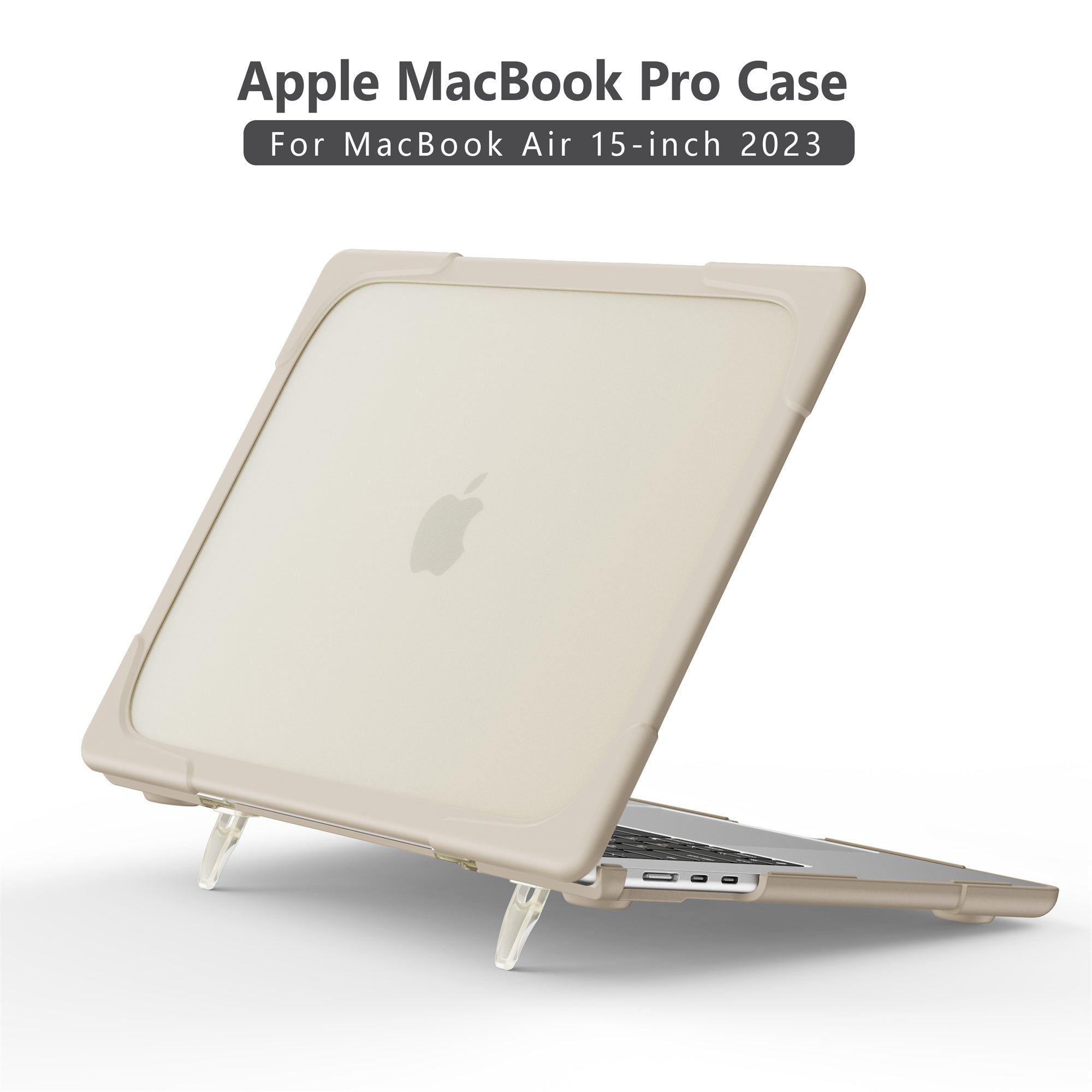 Laptop Case for Macbook Air 15 inch (2023) A2941 , Stand Design Notebook Anti-Scratch Hard PC Cover - Khaki