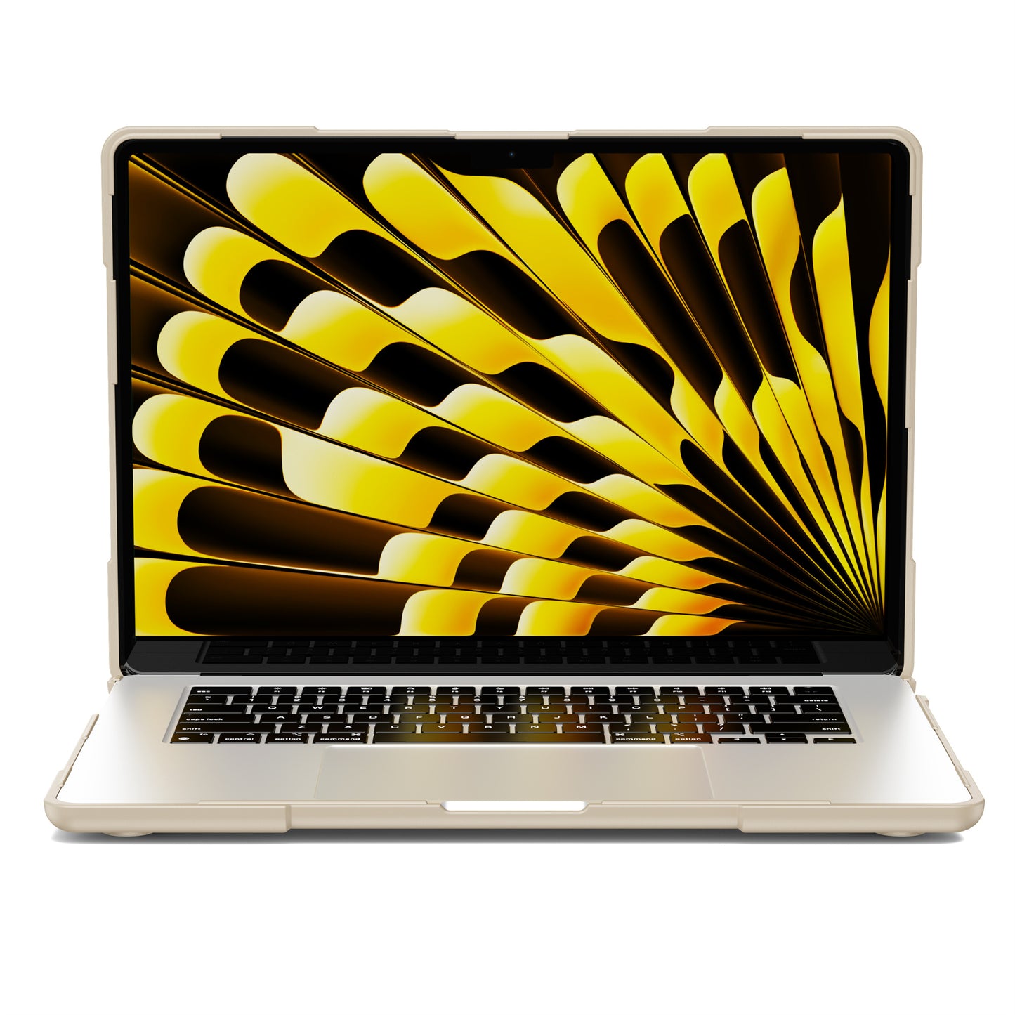 Laptop Case for Macbook Air 15 inch (2023) A2941 , Stand Design Notebook Anti-Scratch Hard PC Cover - Khaki