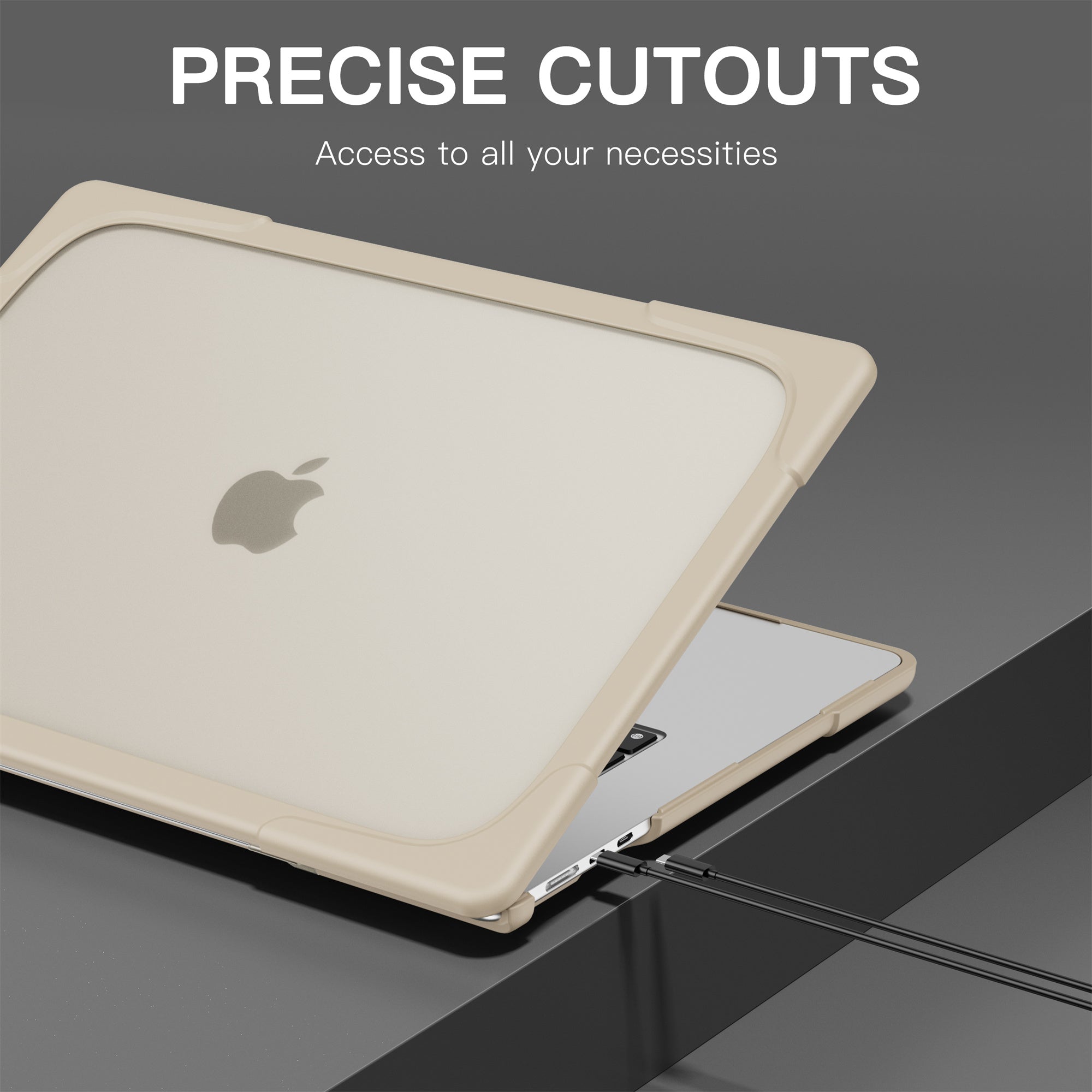 Laptop Case for Macbook Air 15 inch (2023) A2941 , Stand Design Notebook Anti-Scratch Hard PC Cover - Khaki