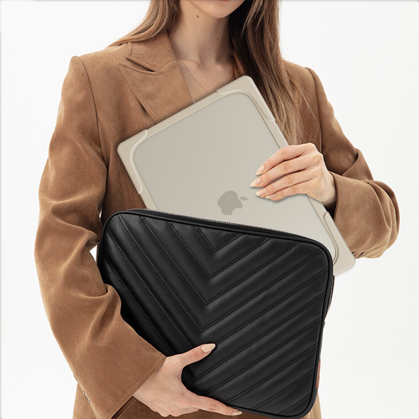 Laptop Case for Macbook Air 15 inch (2023) A2941 , Stand Design Notebook Anti-Scratch Hard PC Cover - Khaki