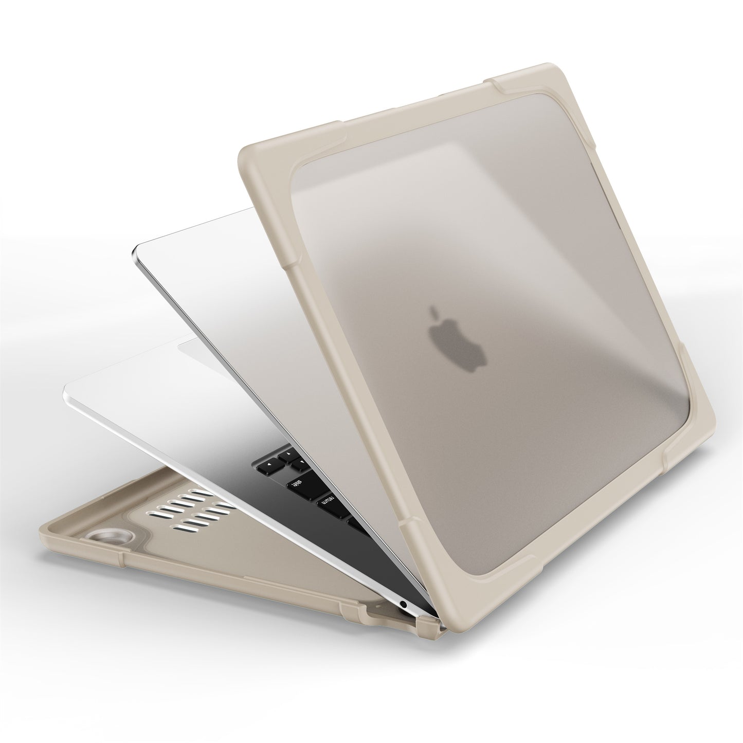 Laptop Case for Macbook Air 15 inch (2023) A2941 , Stand Design Notebook Anti-Scratch Hard PC Cover - Khaki