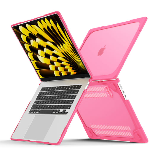 Laptop Case for Macbook Air 15 inch (2023) A2941 , Stand Design Notebook Anti-Scratch Hard PC Cover - Rose