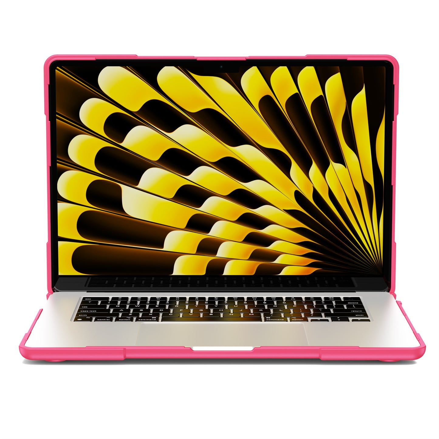 Laptop Case for Macbook Air 15 inch (2023) A2941 , Stand Design Notebook Anti-Scratch Hard PC Cover - Rose