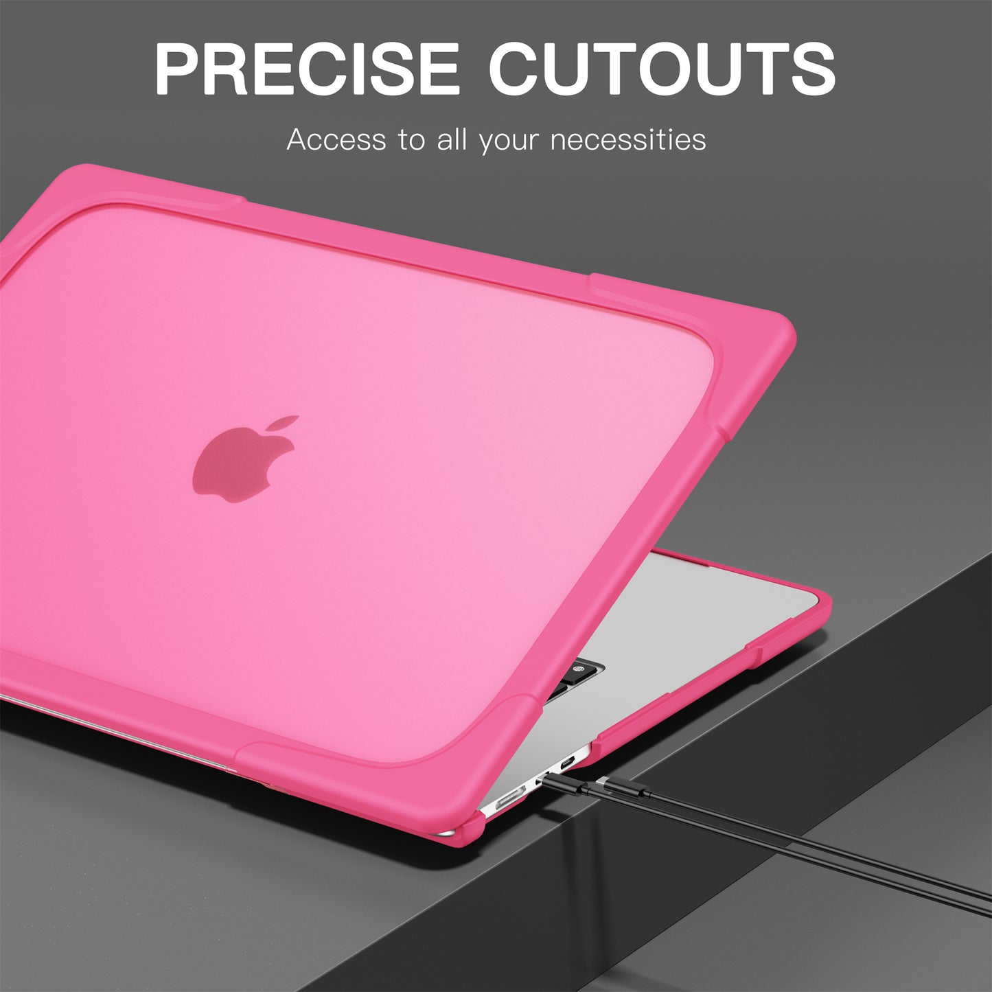 Laptop Case for Macbook Air 15 inch (2023) A2941 , Stand Design Notebook Anti-Scratch Hard PC Cover - Rose