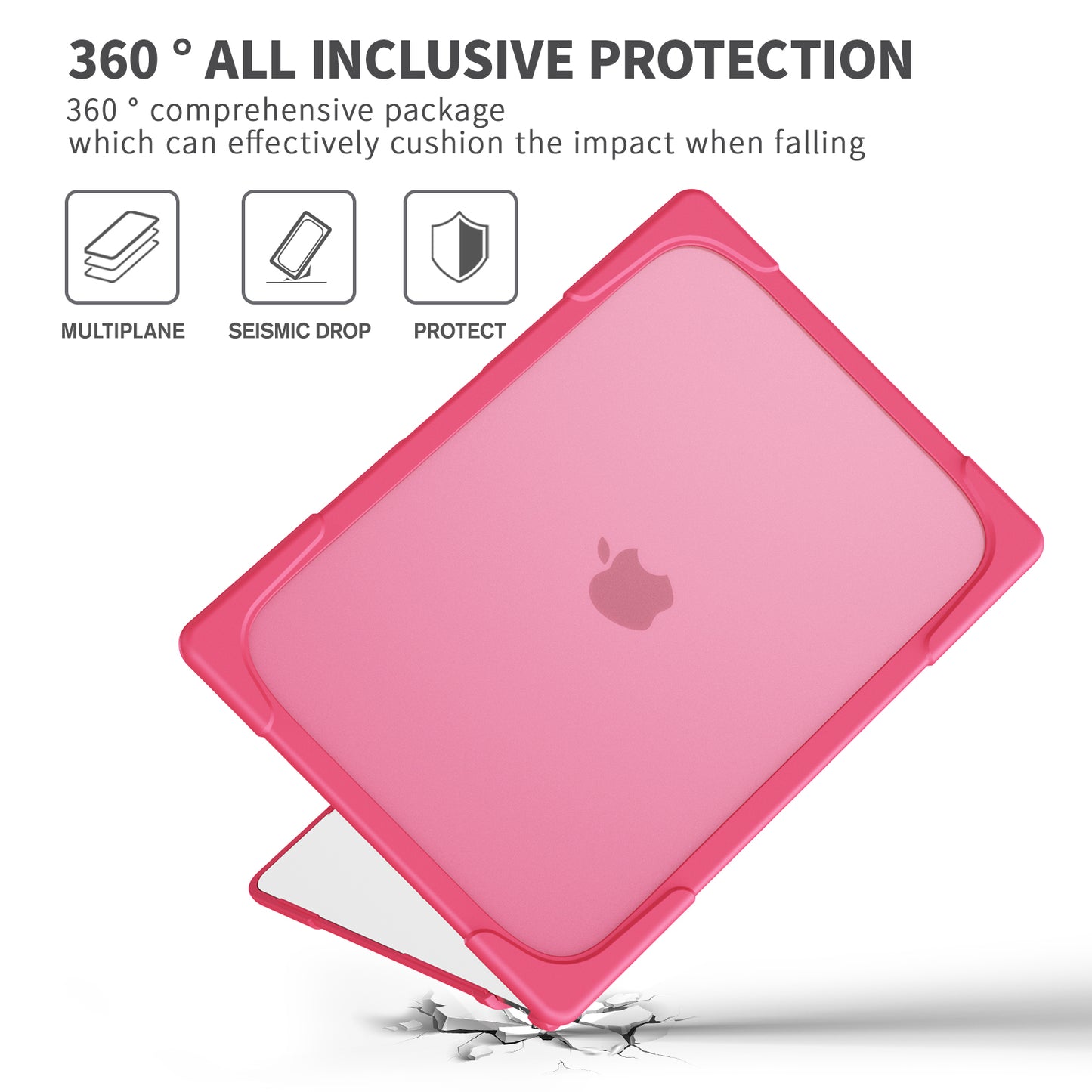 Laptop Case for Macbook Air 15 inch (2023) A2941 , Stand Design Notebook Anti-Scratch Hard PC Cover - Rose