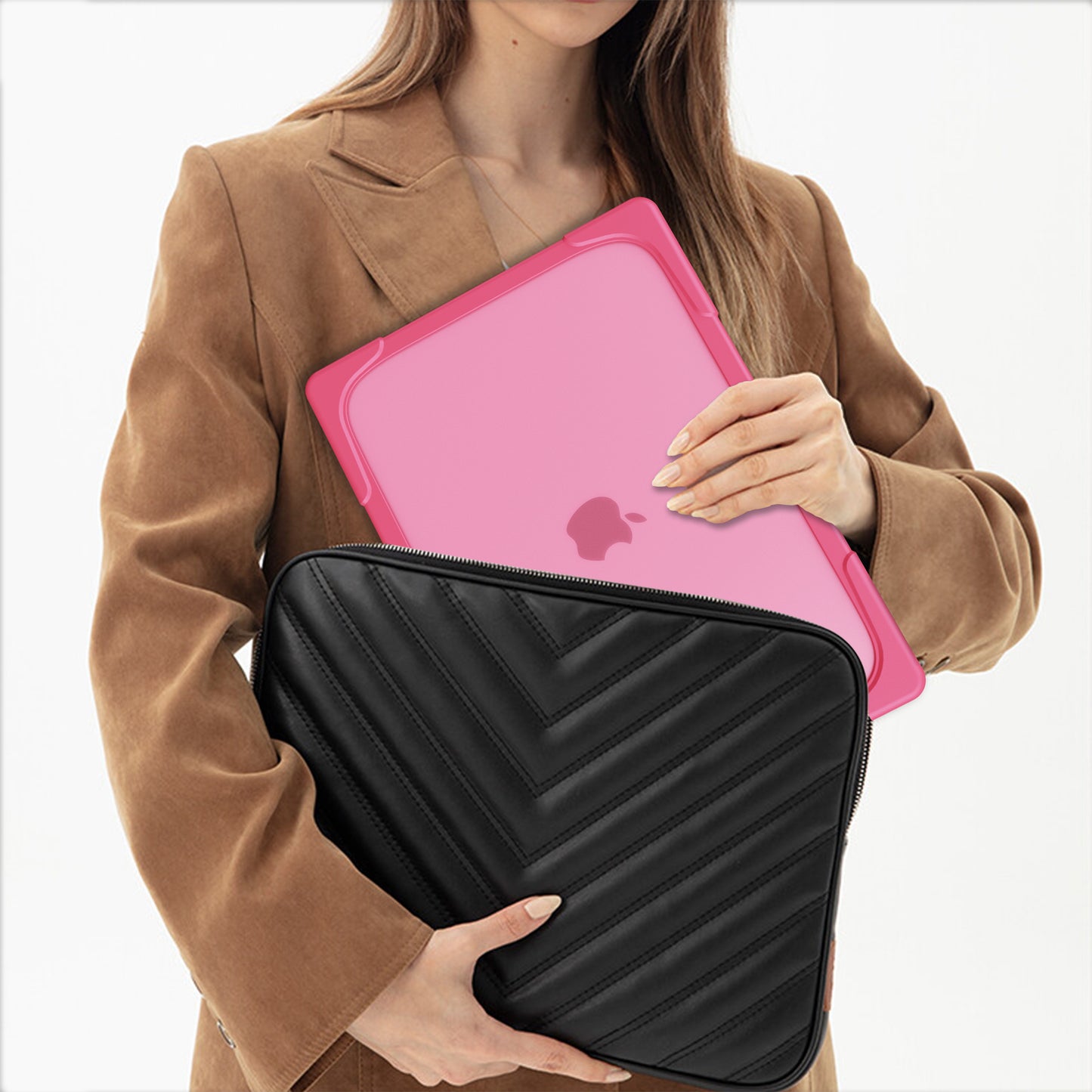 Laptop Case for Macbook Air 15 inch (2023) A2941 , Stand Design Notebook Anti-Scratch Hard PC Cover - Rose