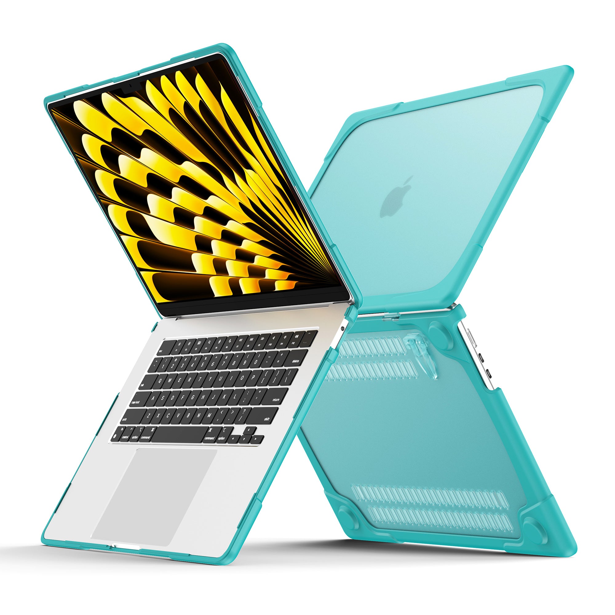 Laptop Case for Macbook Air 15 inch (2023) A2941 , Stand Design Notebook Anti-Scratch Hard PC Cover - Baby Blue