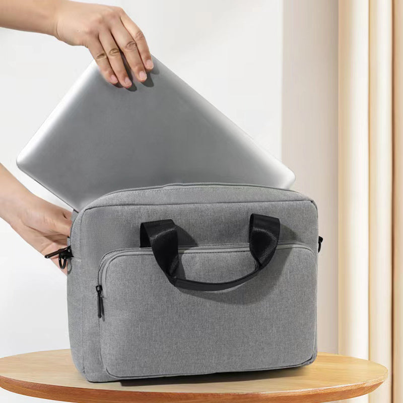 17.3 Inch Laptop Sleeve Oxford Cloth+Polyester Handbag Notebook Computer Shoulder Bag Storage Pouch - Dark Grey