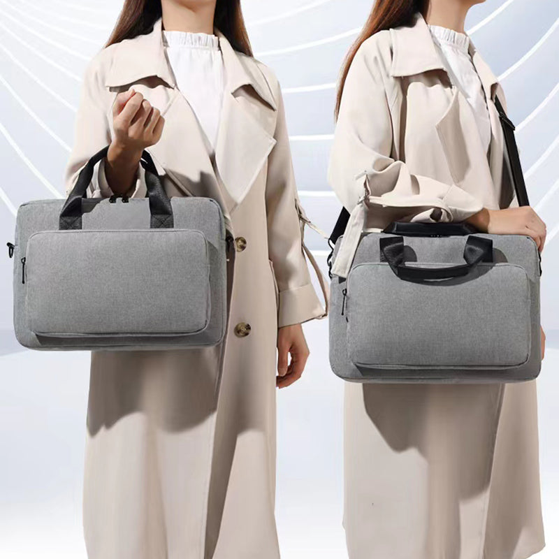 17.3 Inch Laptop Sleeve Oxford Cloth+Polyester Handbag Notebook Computer Shoulder Bag Storage Pouch - Dark Grey